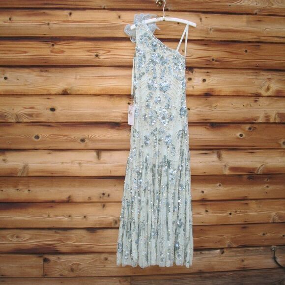 MAC DUGGAL 94151 Green Embellished One Shoulder Trumpet Gown with Flower - Picture 10 of 13